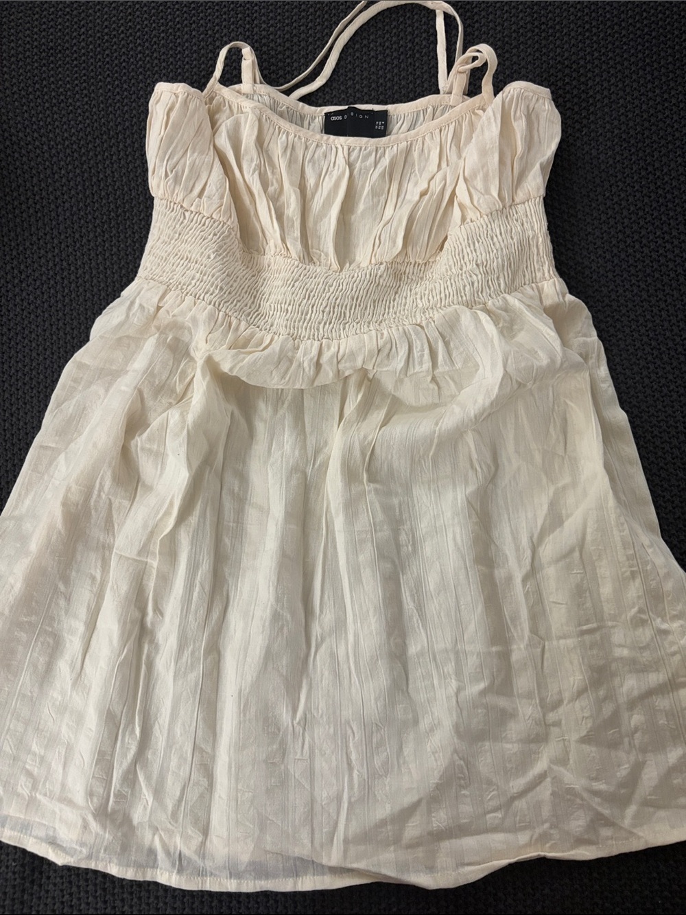 ASOS Cream Smocked Mini Sundress